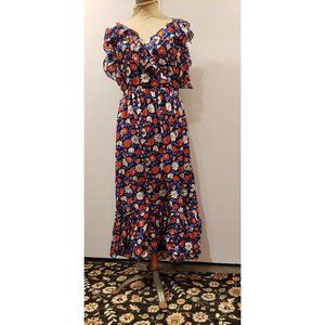 Silk  Kate Spade Floral  dress size 10 with a drop shoulder sleeve.